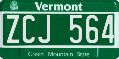 VT license plate ZCJ564