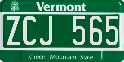 VT license plate ZCJ565