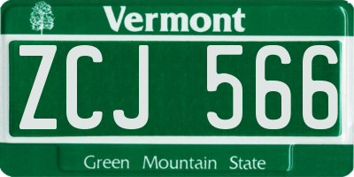 VT license plate ZCJ566
