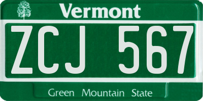 VT license plate ZCJ567