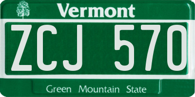 VT license plate ZCJ570