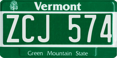 VT license plate ZCJ574