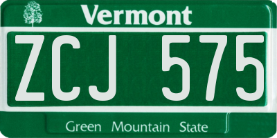 VT license plate ZCJ575