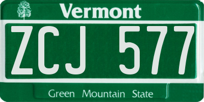 VT license plate ZCJ577