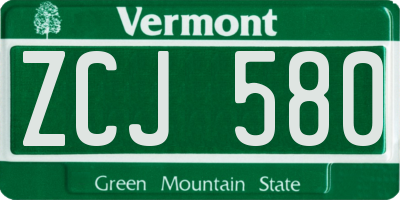VT license plate ZCJ580