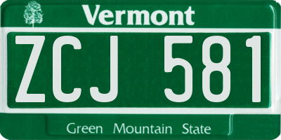 VT license plate ZCJ581
