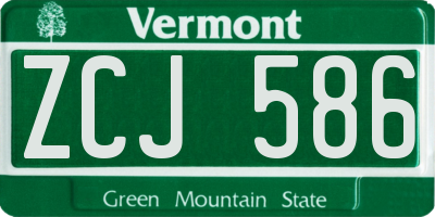 VT license plate ZCJ586