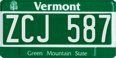 VT license plate ZCJ587