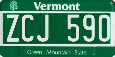 VT license plate ZCJ590