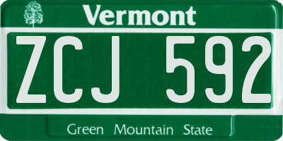 VT license plate ZCJ592
