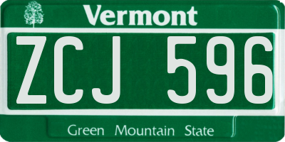 VT license plate ZCJ596