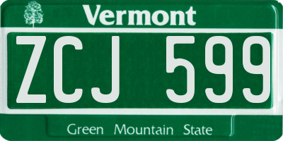 VT license plate ZCJ599