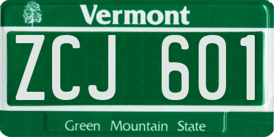 VT license plate ZCJ601