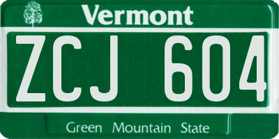 VT license plate ZCJ604