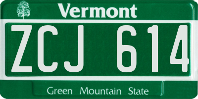 VT license plate ZCJ614
