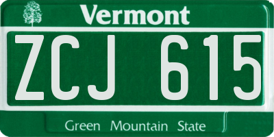VT license plate ZCJ615
