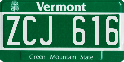 VT license plate ZCJ616