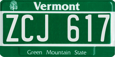 VT license plate ZCJ617