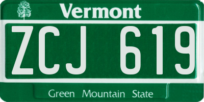VT license plate ZCJ619