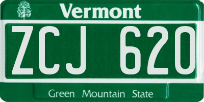 VT license plate ZCJ620