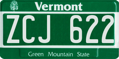 VT license plate ZCJ622