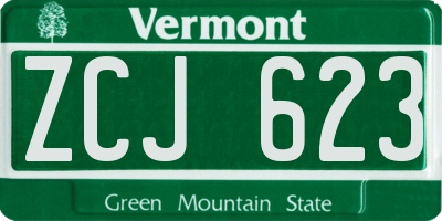 VT license plate ZCJ623