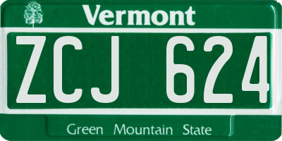 VT license plate ZCJ624