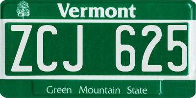 VT license plate ZCJ625