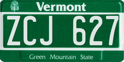 VT license plate ZCJ627
