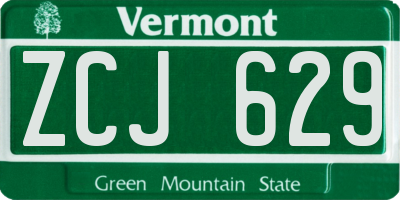 VT license plate ZCJ629
