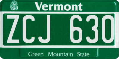 VT license plate ZCJ630