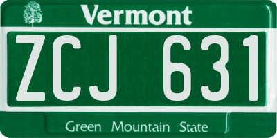 VT license plate ZCJ631