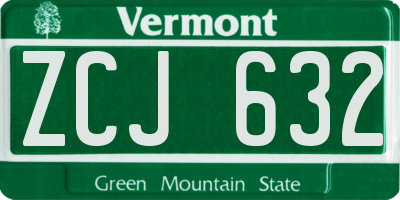 VT license plate ZCJ632