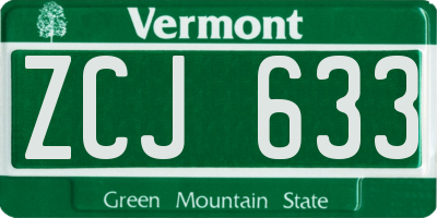 VT license plate ZCJ633