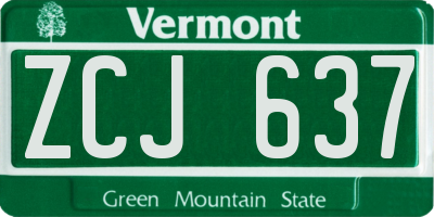 VT license plate ZCJ637