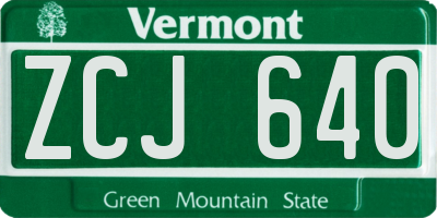 VT license plate ZCJ640