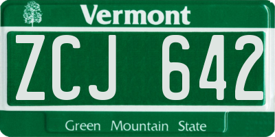VT license plate ZCJ642