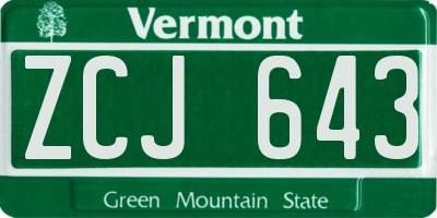 VT license plate ZCJ643