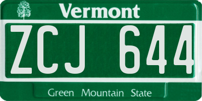 VT license plate ZCJ644
