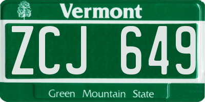 VT license plate ZCJ649