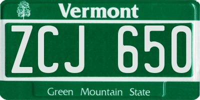 VT license plate ZCJ650