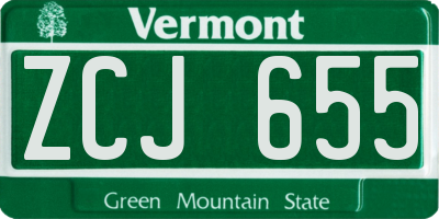 VT license plate ZCJ655