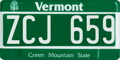 VT license plate ZCJ659