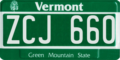 VT license plate ZCJ660