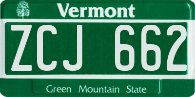 VT license plate ZCJ662