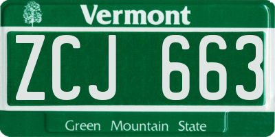 VT license plate ZCJ663