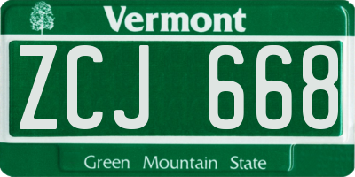 VT license plate ZCJ668