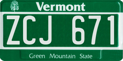 VT license plate ZCJ671