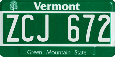 VT license plate ZCJ672