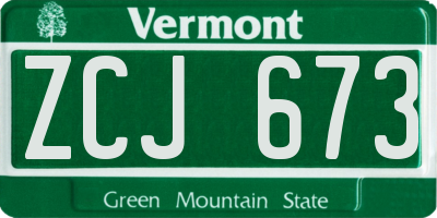 VT license plate ZCJ673